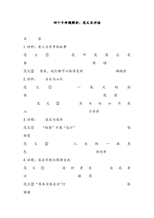 高考复习：四十个命题解析、范文及评语
