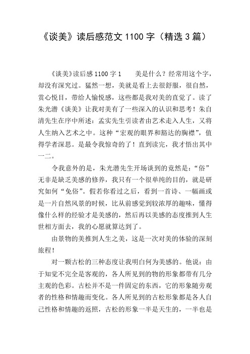 《谈美》读后感范文1100字(精选3篇)