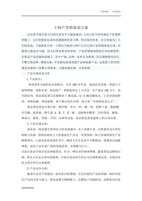 土特产营销策划方案