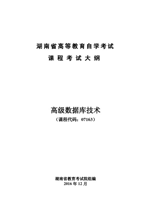 考试大纲-07163高级数据库技术