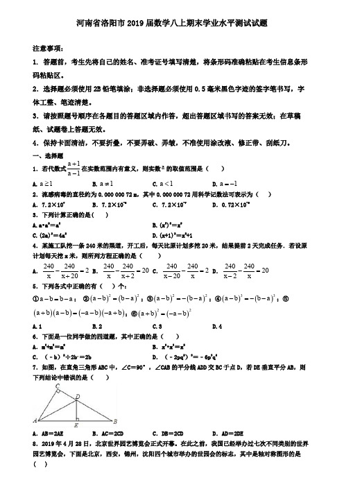 河南省洛阳市2019届数学八上期末学业水平测试试题