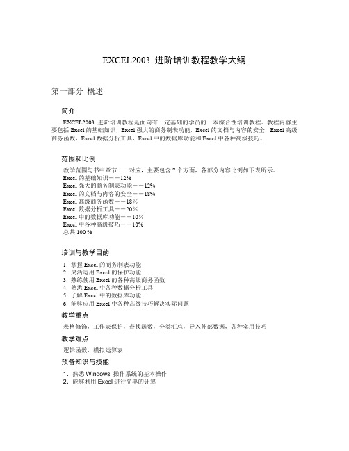Excel教学大纲
