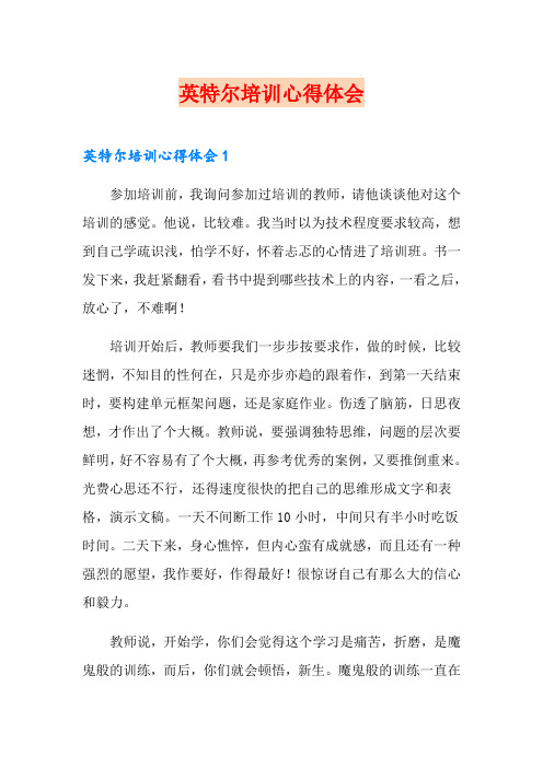 英特尔培训心得体会