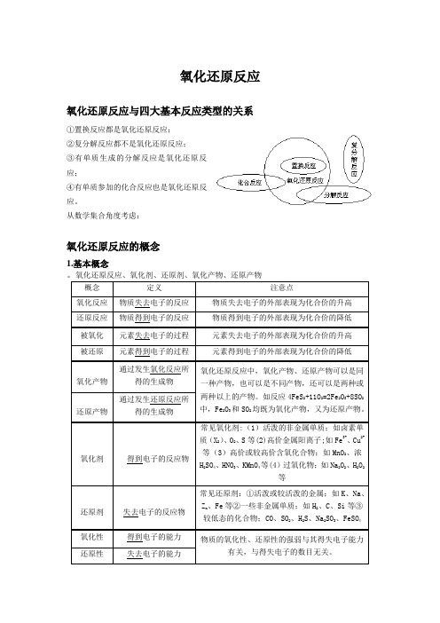 氧化还原反应知识点总结