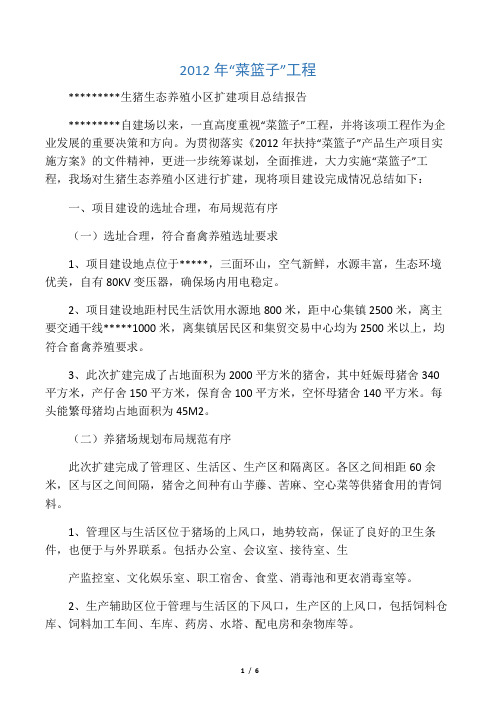 “菜篮子”工程进展情况汇报