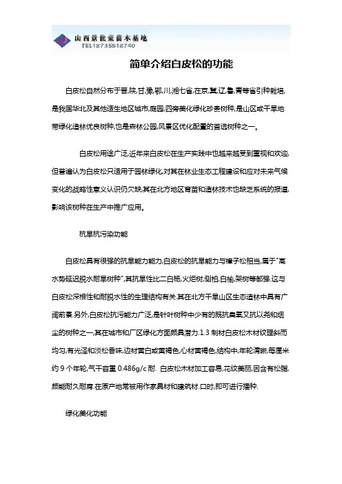 简单介绍白皮松的功能