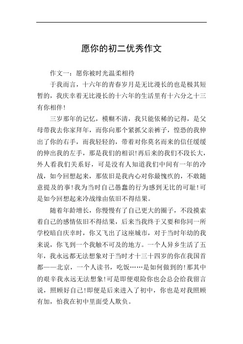 愿你的初二优秀作文