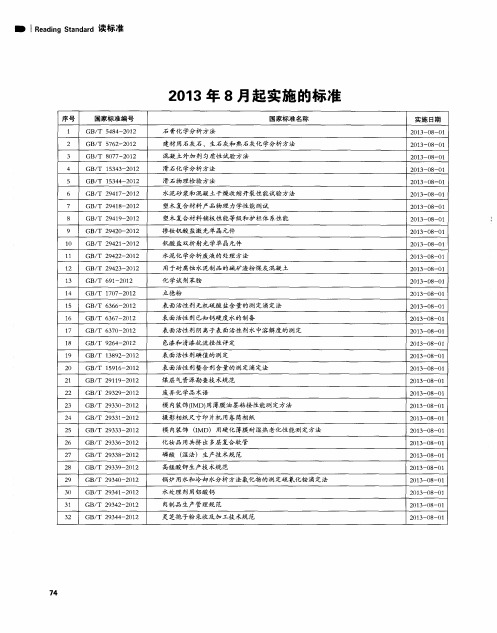 2013年8月起实施的标准