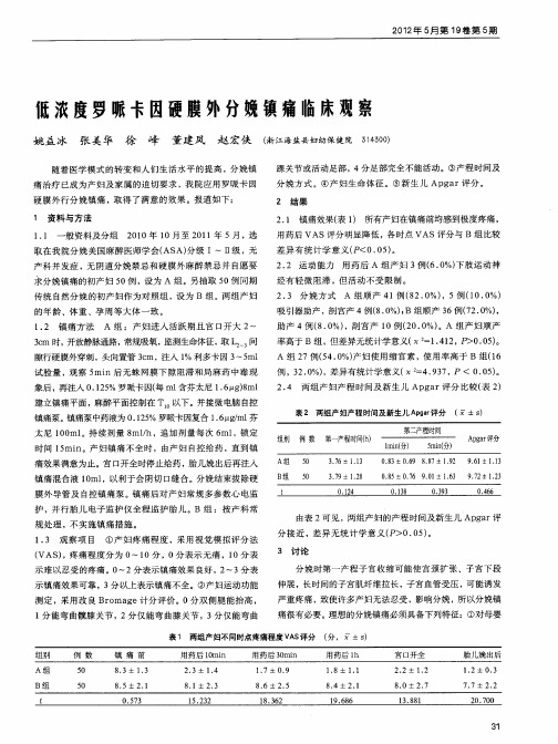 低浓度罗哌卡因硬膜外分娩镇痛临床观察