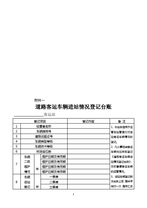 道路客运车辆进站情况登记台账 精品