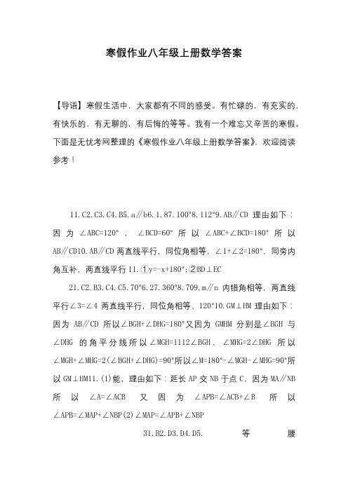 寒假作业八年级上册数学答案