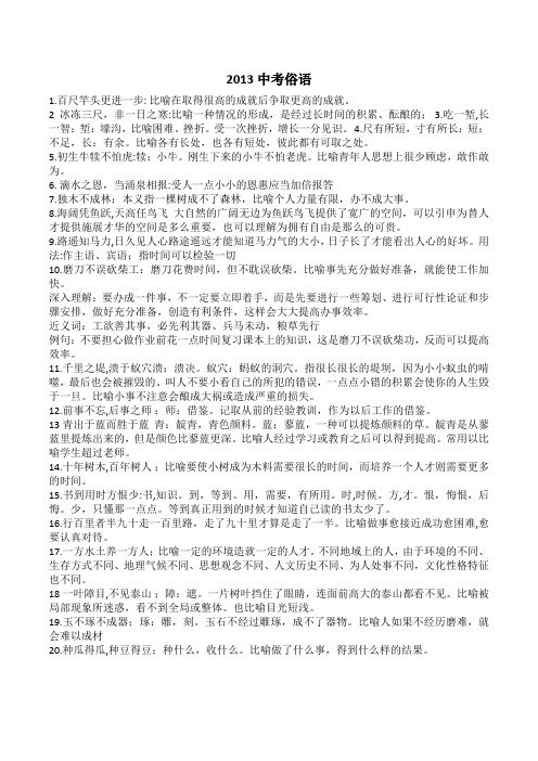2013中考俗语