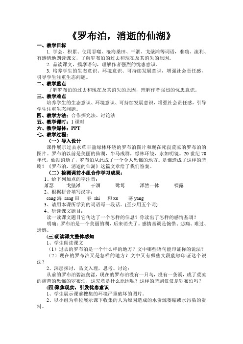 《罗布泊_消逝的仙湖》教案