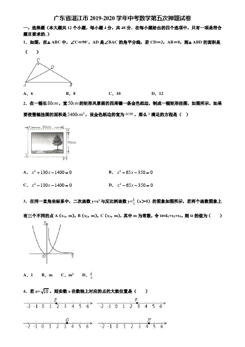 广东省湛江市2019-2020学年中考数学第五次押题试卷含解析