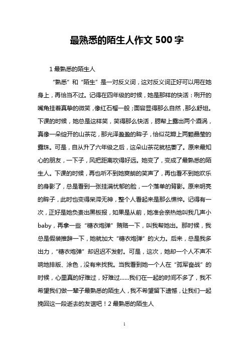最熟悉的陌生人作文500字