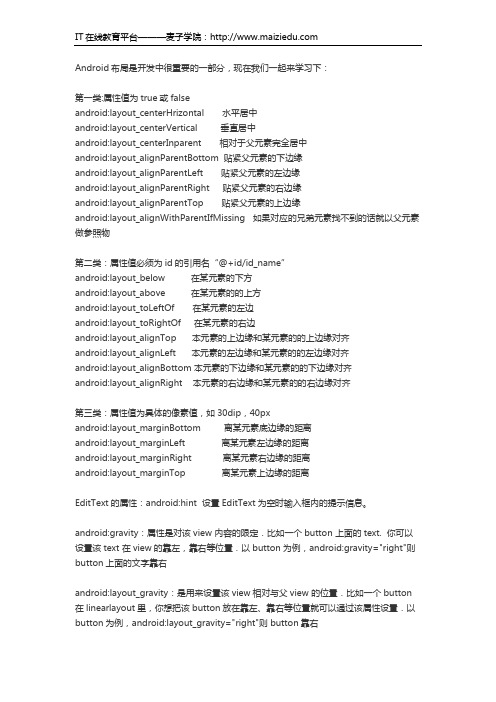 麦子学院Android开发教程布局属性解析