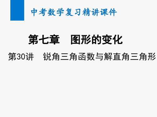 2020年中考数学复习精讲课件第30讲 锐角三角函数与解直角三角形