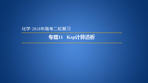 2018届高三化学二轮复习专题《Ksp计算透析》