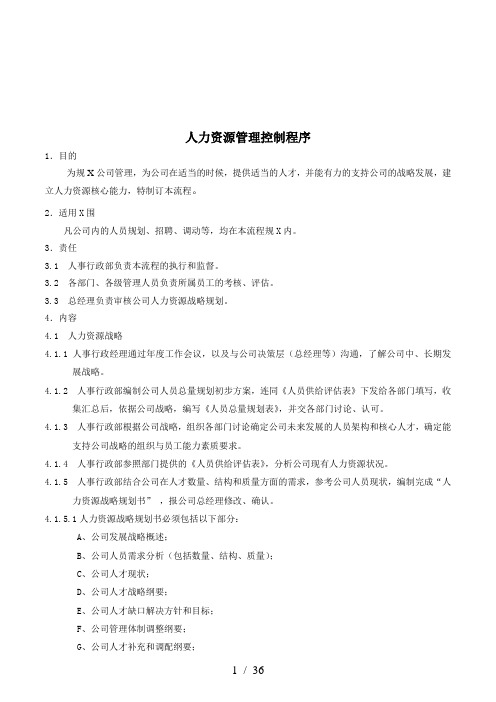 005人力资源管理控制程序(试行版)