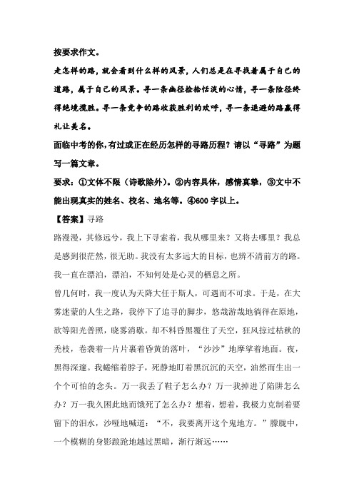 命题作文“寻路”写作指导及范文
