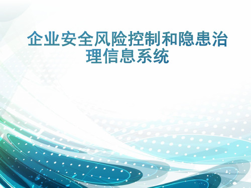 企业安全风险控制和隐患治理信息系统操作培训课件