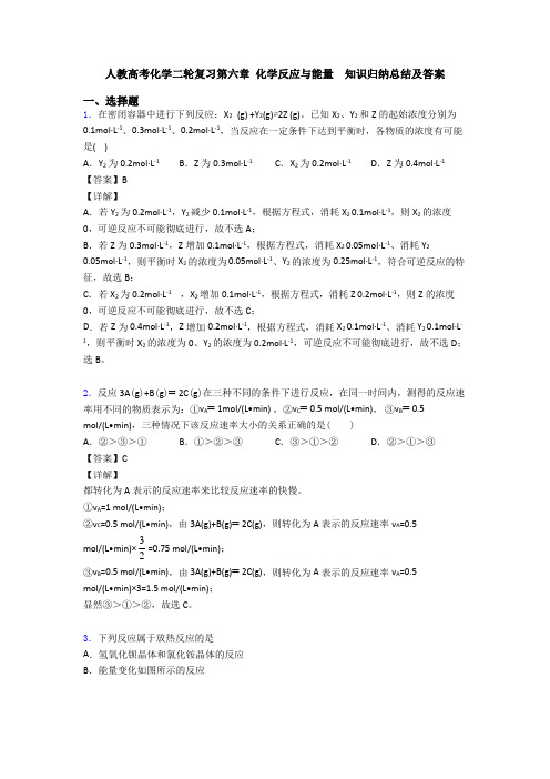 人教高考化学二轮复习第六章 化学反应与能量  知识归纳总结及答案