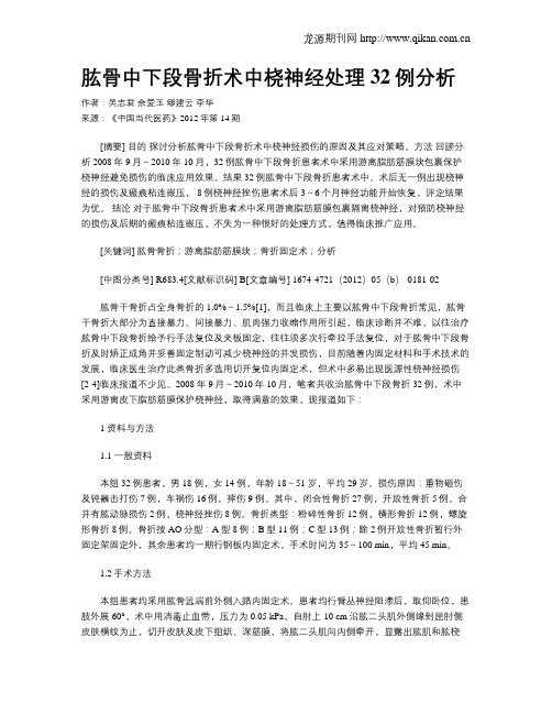 肱骨中下段骨折术中桡神经处理32例分析