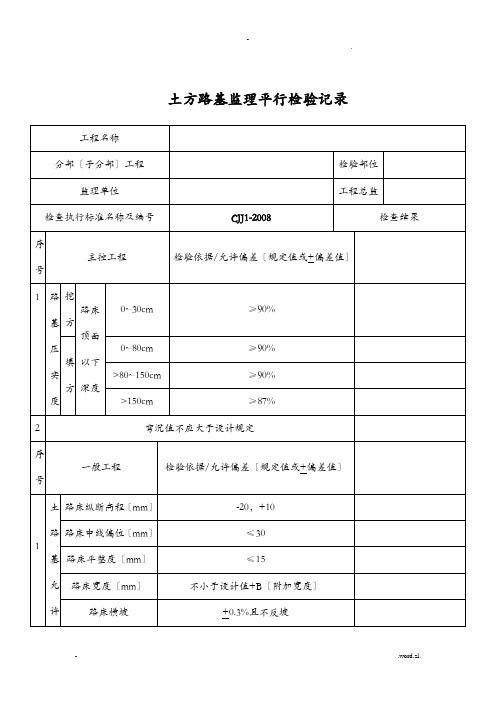 市政工程平行检验记录