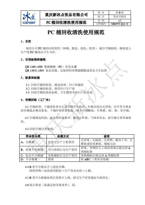 20PC桶回收清洗使用规范