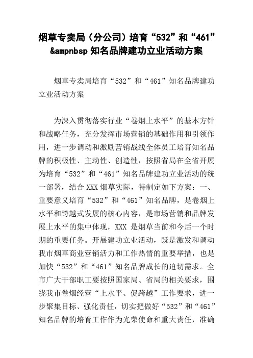 烟草专卖局(分公司)培育“532”和“461”