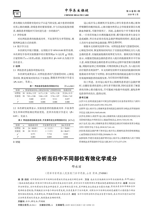 分析当归中不同部位有效化学成分