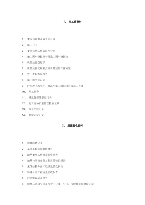 施工资料种类大全