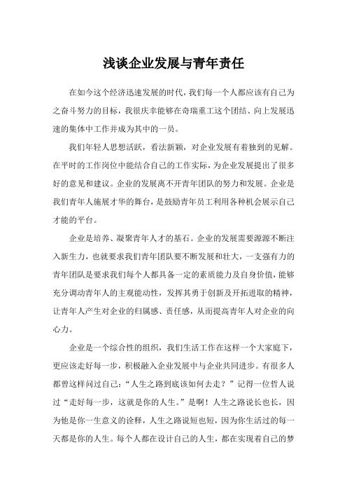 浅谈企业发展与青年责任