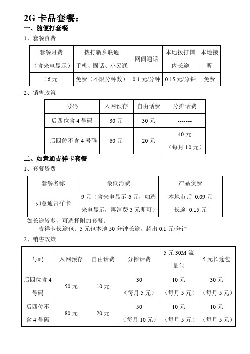 套餐名称