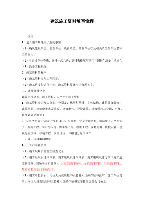 建筑施工资料填写流程2解析
