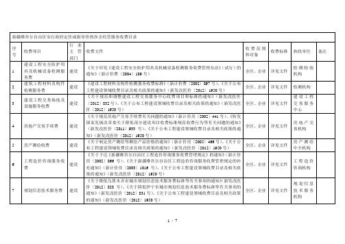 新疆维吾尔自治区实行政府定价或指导价的涉企经营服务收费