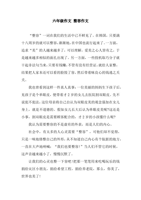六年级作文 整容作文