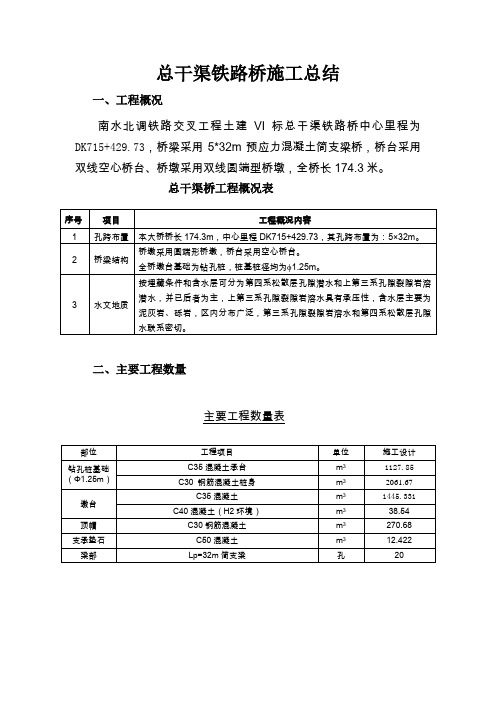 总干渠铁路桥施工总结