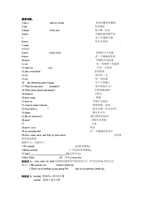 (完整版)译林版英语六年级下册U3第三单元知识点及习题