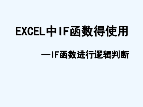 Excel中IF函数的使用 PPT