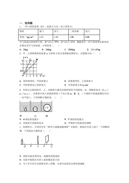 上海上海外国语大学闵行实验学校初中物理八年级上册期末测试卷(包含答案解析)