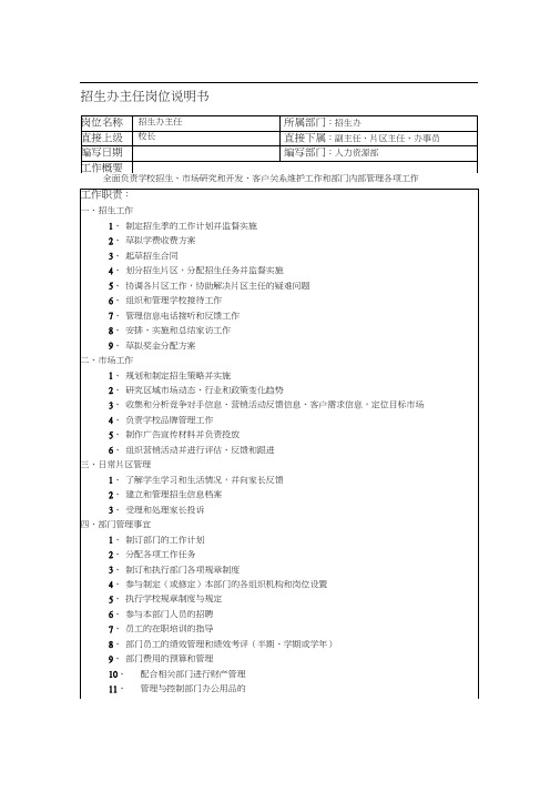 招生办主任岗位说明书