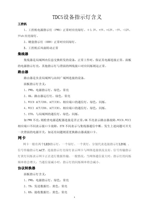 铁路电务TDCS设备指示灯含义