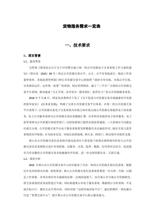 货物服务需求一览表