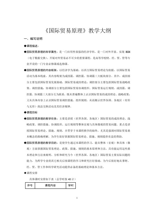 《国际贸易原理》教学大纲