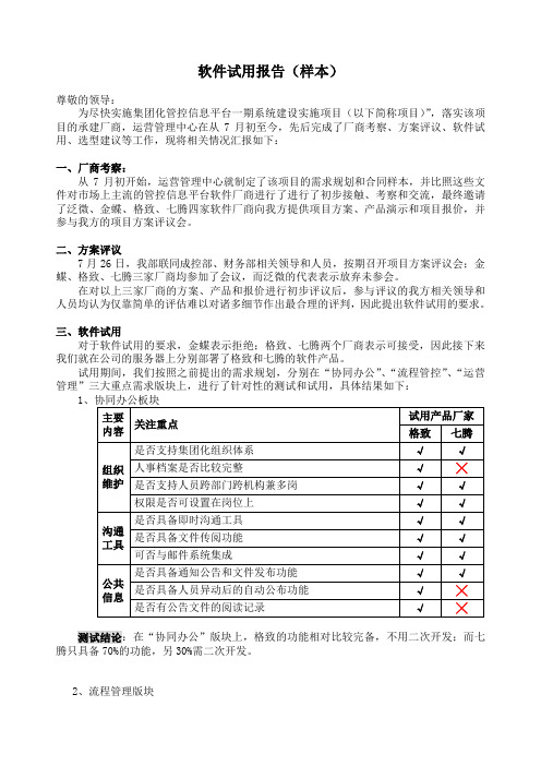 软件试用报告
