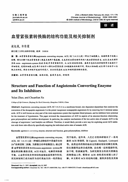 血管紧张素转换酶的结构功能及相关抑制剂