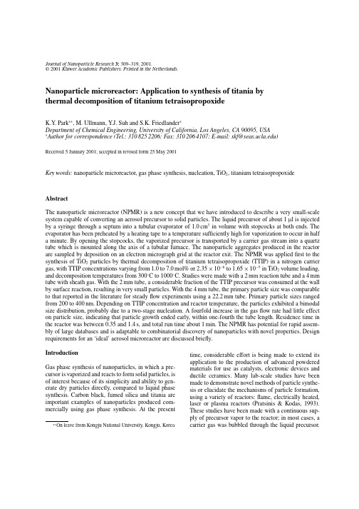 Nanoparticle Microreactor  Application to Synthesis Of Titania by Thermal Decomposition