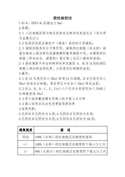 微柱凝胶法血型鉴定操作规程