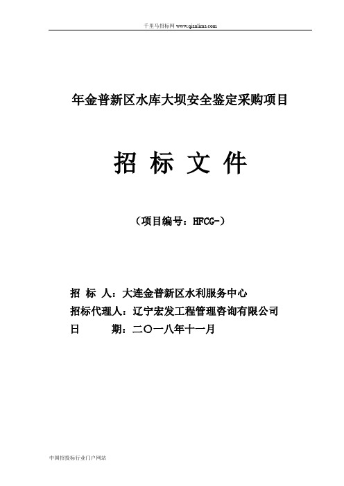 水库大坝安全鉴定采购项目招投标书范本